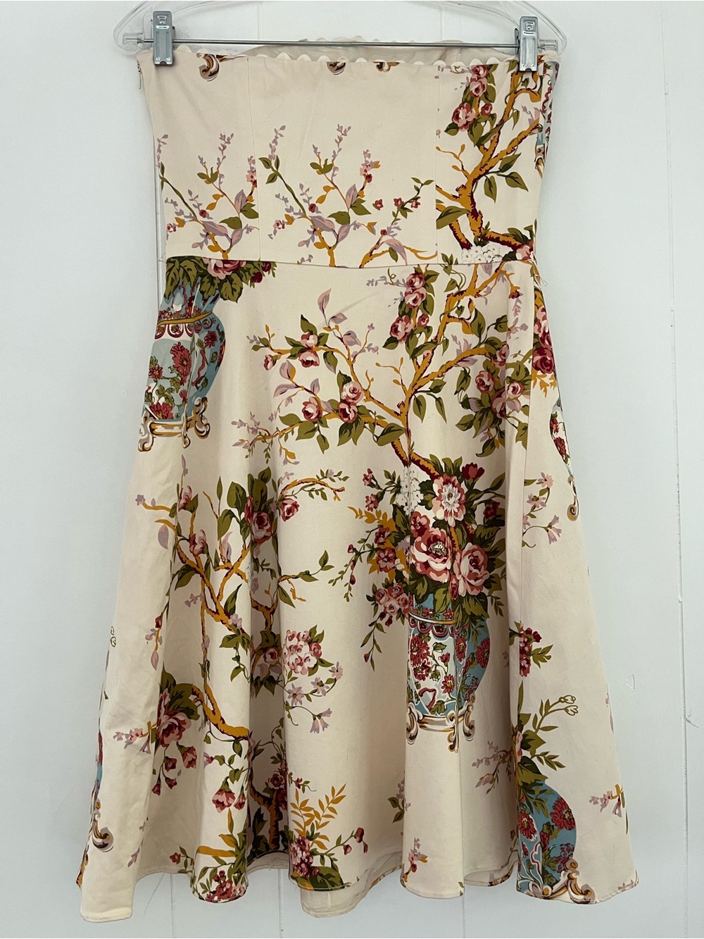 Moda International Floral Print Strapless Midi Fit Flare Dress Sz 8 CottageCore - Picture 13 of 16